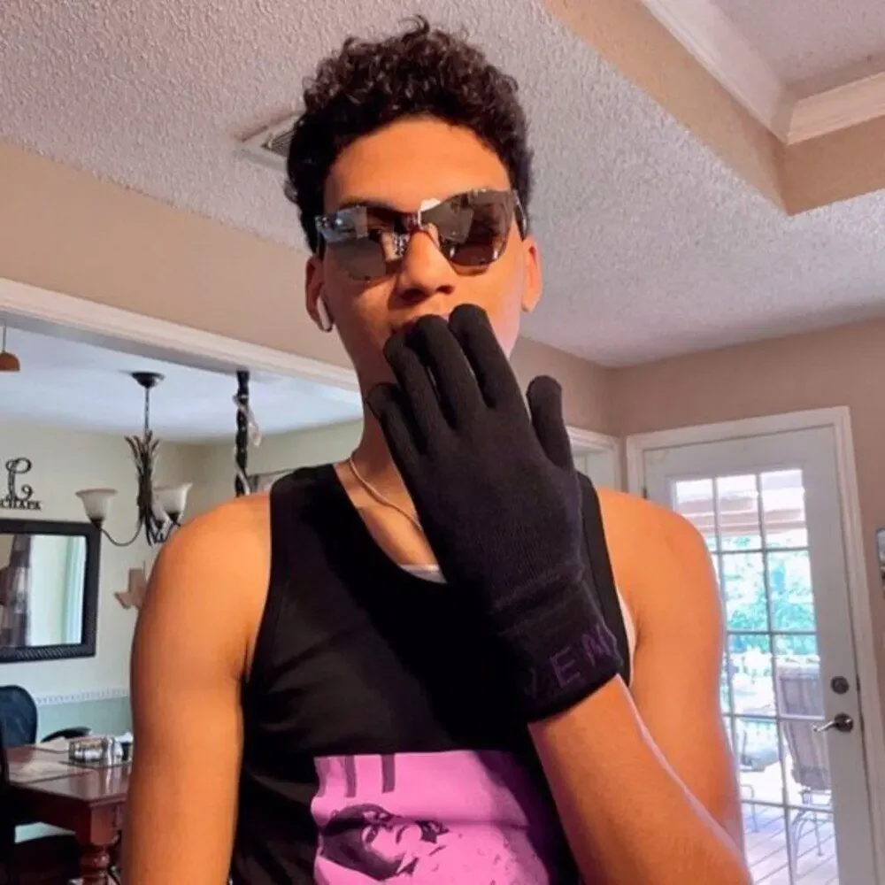 Givenchy Logo Cuff Wool Gloves black and purple